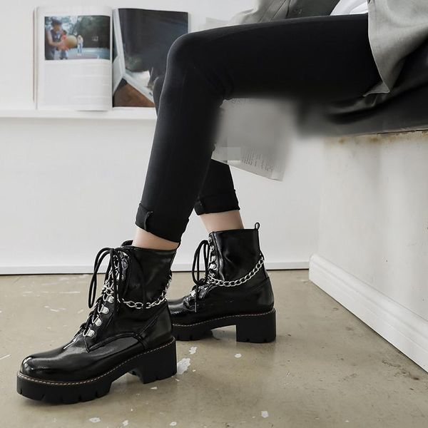 gothic punk lace up boots chains cross strap block high heel womens shoes black goth platform rock combat shoes
gothic punk lace up boots chains cross strap block high heel womens shoes black goth platform rock combat shoes