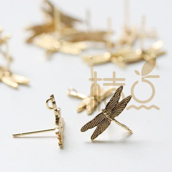stud 2 pieces gold plated brass dragonfly earring post - 11.8x16.8mm (4482c), Golden;silver
stud 2 pieces gold plated brass dragonfly earring post - 11.8x16.8mm (4482c), Golden;silver