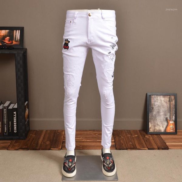 embroidery distressed white jeans 2020 men fashion stretch slim fit denim pants1, Blue
embroidery distressed white jeans 2020 men fashion stretch slim fit denim pants1, Blue