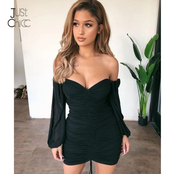 casual dresses justchicc off shoulder summer dress ruched lace up puff sleeve bodycon women chiffon backless club party vestidos, Black;gray
casual dresses justchicc off shoulder summer dress ruched lace up puff sleeve bodycon women chiffon backless club party vestidos, Black;gray