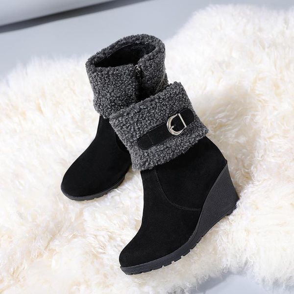 women thick fur warm platform snow boots high wedges heels waterproof cotton shoes winter boots female plus size 34-43, Black
women thick fur warm platform snow boots high wedges heels waterproof cotton shoes winter boots female plus size 34-43, Black