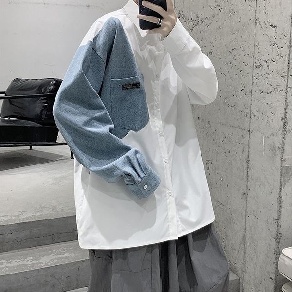oversized denim patchwork shirts for men 2021 fashion trends new arrive clothing teens harajuku long sleeve button jeans blouses, White;black
oversized denim patchwork shirts for men 2021 fashion trends new arrive clothing teens harajuku long sleeve button jeans blouses, White;black