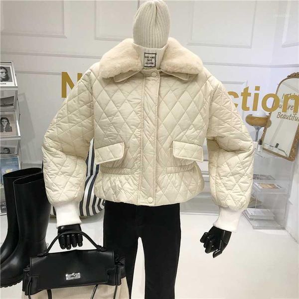 women winter fur collar back up diamond check loose cotton jacket coat short 2021 padded winter coat women clothes1, Black;brown
women winter fur collar back up diamond check loose cotton jacket coat short 2021 padded winter coat women clothes1, Black;brown