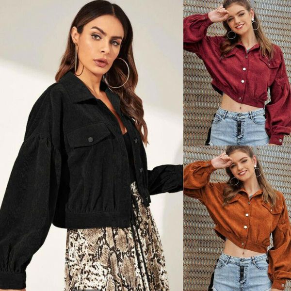 women's jackets casual corduroy buttons long sleeve women autumn winter office lady solid coat female lapel short, Black;brown
women's jackets casual corduroy buttons long sleeve women autumn winter office lady solid coat female lapel short, Black;brown