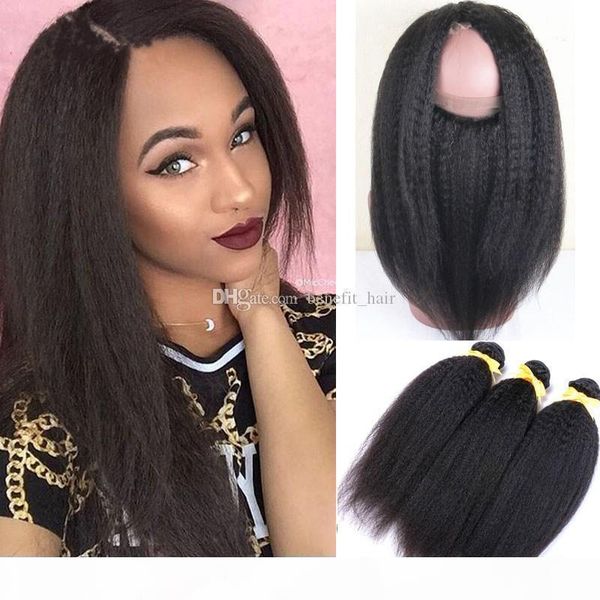 brazilian virgin hair kinky straight human hair bundles with pre plucked 360 lace band frontal closure with baby hair natural hairline, Black;brown
brazilian virgin hair kinky straight human hair bundles with pre plucked 360 lace band frontal closure with baby hair natural hairline, Black;brown