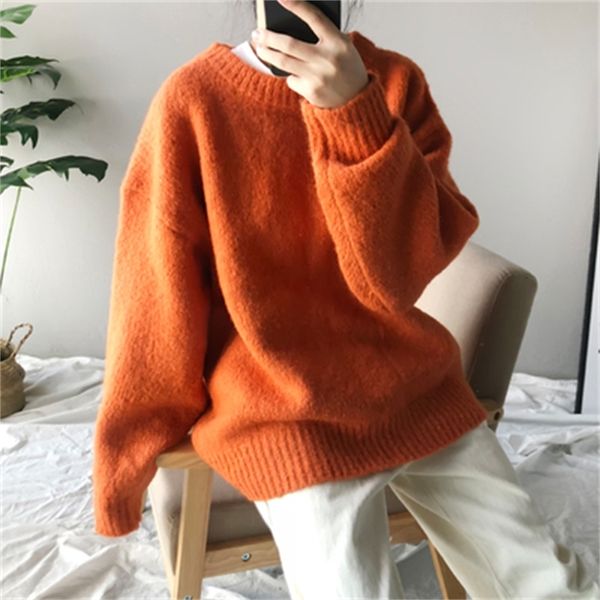 2021 new spring casual knitting orange female sweater loose knitted shirt thin qstd, White;black
2021 new spring casual knitting orange female sweater loose knitted shirt thin qstd, White;black