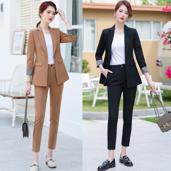 formal black brown blazer women business suits with pant and jacket sets work wear ladies office uniform styles, White
formal black brown blazer women business suits with pant and jacket sets work wear ladies office uniform styles, White