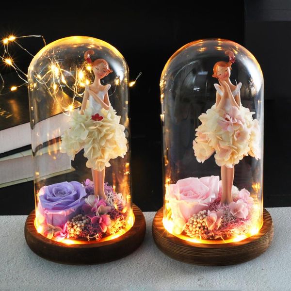 wedding home decor preserve real rose ballet flower in glass dome with night light christmas gift for women
wedding home decor preserve real rose ballet flower in glass dome with night light christmas gift for women