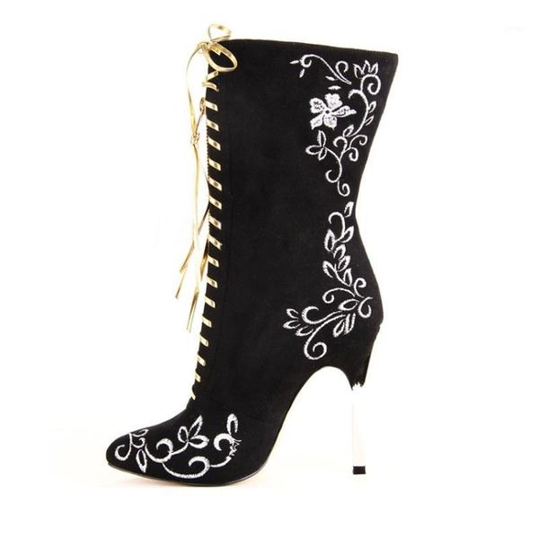 boots womens pointed toe embroidery floral genuine leather over knee&ankle metal stilettos high heel lace up zip shoes plus size1, Black
boots womens pointed toe embroidery floral genuine leather over knee&ankle metal stilettos high heel lace up zip shoes plus size1, Black