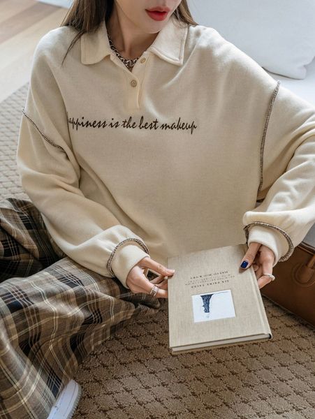 dazy slogan graphic drop shoulder titching polo neck pullover x4h7#, White;black
dazy slogan graphic drop shoulder titching polo neck pullover x4h7#, White;black
