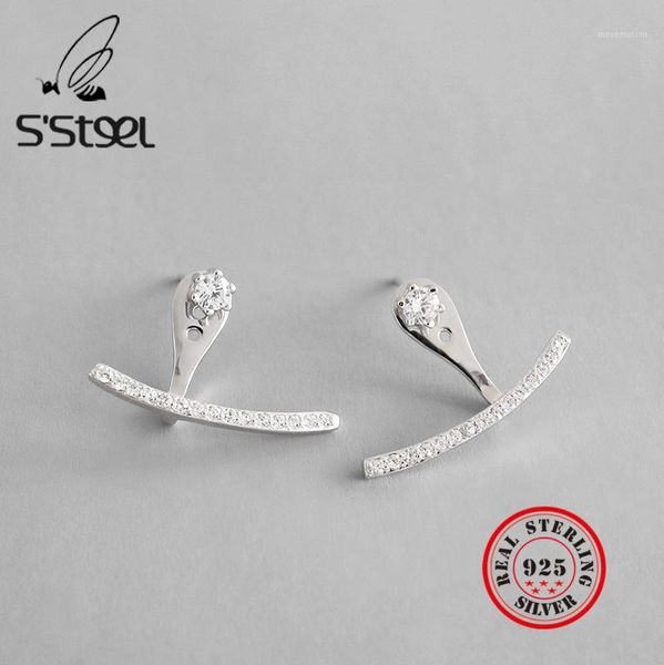 s'steel curve zircon stud earrings for women sterling silver 925 fashion jewelry pendientes plata de ley 925 mujer pendientes1, Golden;silver
s'steel curve zircon stud earrings for women sterling silver 925 fashion jewelry pendientes plata de ley 925 mujer pendientes1, Golden;silver