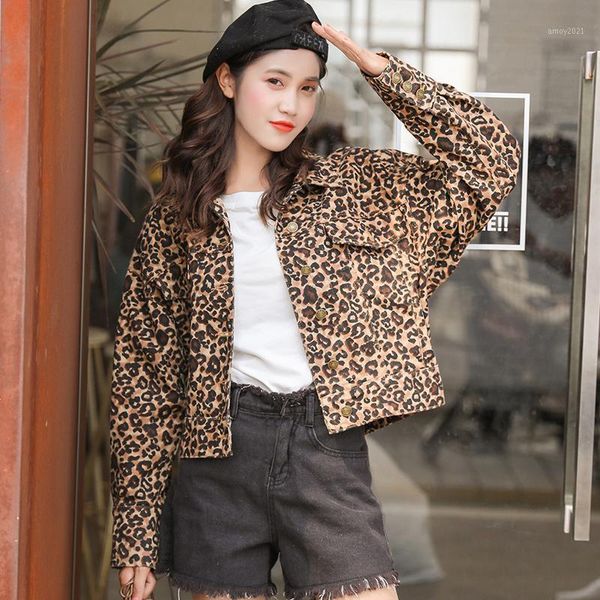 women's jackets vintage leopard denim jacket women fashion lapel double color school girl loose single breasted short1, Black;brown
women's jackets vintage leopard denim jacket women fashion lapel double color school girl loose single breasted short1, Black;brown