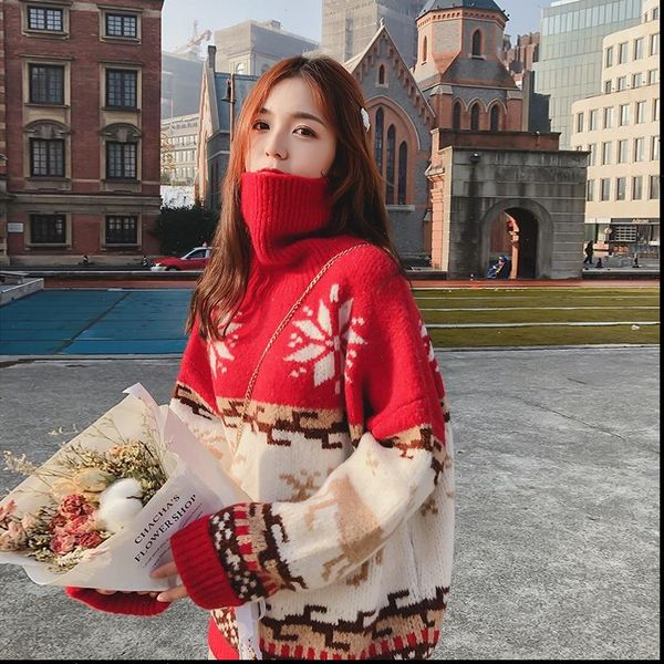 christmas sweater women snowflake elk turtleneck autumn winter jumper loose thicken pullovers warm vintage harajuku coat v769, White;black
christmas sweater women snowflake elk turtleneck autumn winter jumper loose thicken pullovers warm vintage harajuku coat v769, White;black