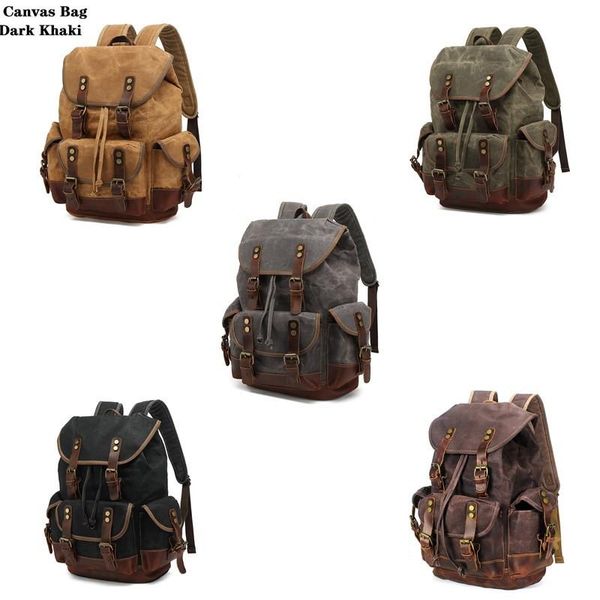outdoor bags cotton oil wax canvas backpack mens large capacity vintage waterproof 15" lap daypacks rivets bookbag
outdoor bags cotton oil wax canvas backpack mens large capacity vintage waterproof 15" lap daypacks rivets bookbag