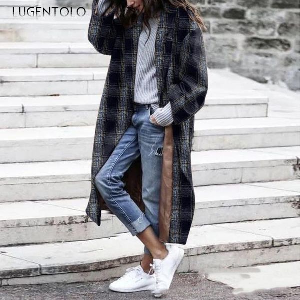 elegant women trench long sleeve autumn fashion coat plaid slim temperament lapel casual female long coats lugentolo, Tan;black
elegant women trench long sleeve autumn fashion coat plaid slim temperament lapel casual female long coats lugentolo, Tan;black