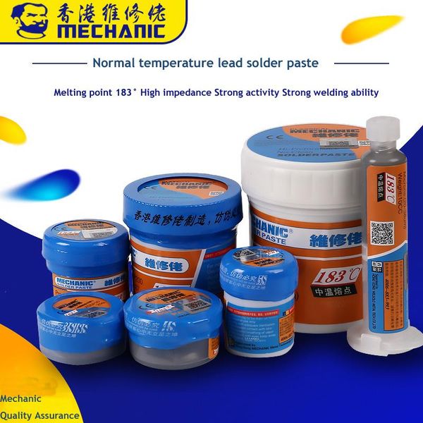 mechanic 183 dgree sn63/pb37 leaded solder welding paste soldering paste flux for pcb board desoldering rework station repair
mechanic 183 dgree sn63/pb37 leaded solder welding paste soldering paste flux for pcb board desoldering rework station repair