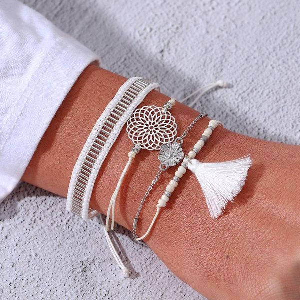 charm bracelets simple fashion handwork rope chain link flower bracelet white tassel wrap set multilayer jewelry for women, Golden;silver
charm bracelets simple fashion handwork rope chain link flower bracelet white tassel wrap set multilayer jewelry for women, Golden;silver