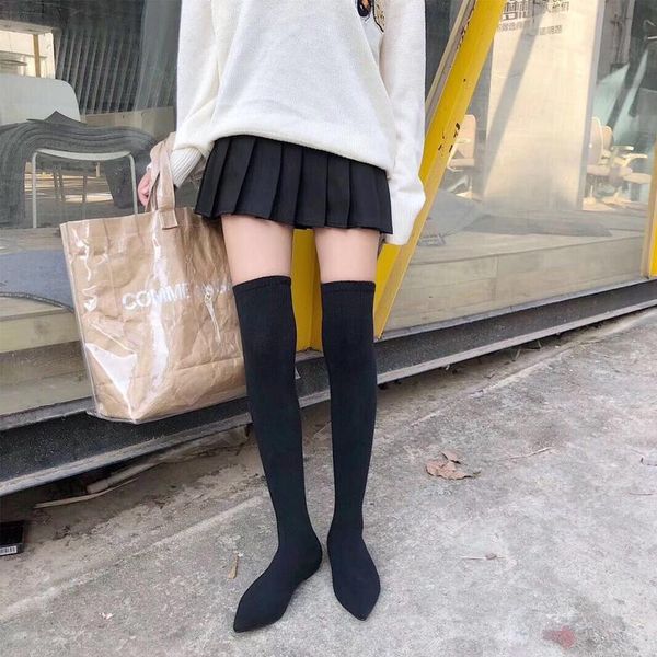 over the knee women boots knitting spring autumn slip on knee boots pointed toe casual dress shoes sock fashion, Black
over the knee women boots knitting spring autumn slip on knee boots pointed toe casual dress shoes sock fashion, Black