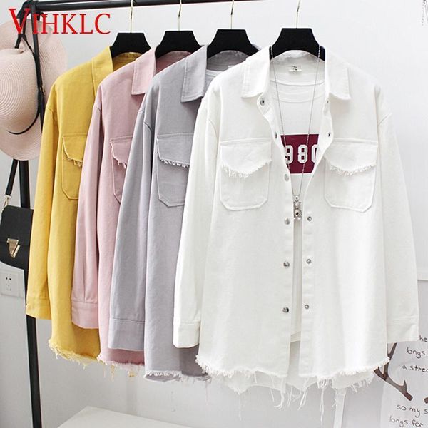 2020 spring autumn women`s denim jacket cute long ripped tassel boyfriend style distressed long sleeve solid coat outerwear b6501, Black;brown 
2020 spring autumn women`s denim jacket cute long ripped tassel boyfriend style distressed long sleeve solid coat outerwear b6501, Black;brown