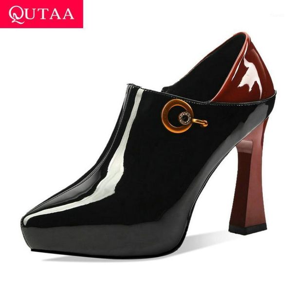 qutaa 2020 pu leather mixed color ankle boots hoof high heel zipper ladies shoes pointed toe platform women pumps big size 34-431, Black
qutaa 2020 pu leather mixed color ankle boots hoof high heel zipper ladies shoes pointed toe platform women pumps big size 34-431, Black