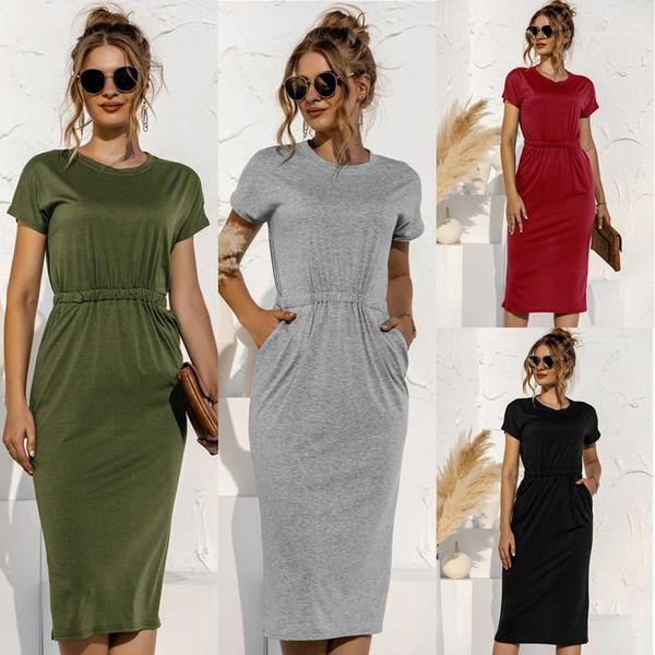 party dresses leosoxs 2021 summer fashion o neck split women's dress casual bodycon empire solid pocket short sleeve lady long dre, White;black
party dresses leosoxs 2021 summer fashion o neck split women's dress casual bodycon empire solid pocket short sleeve lady long dre, White;black