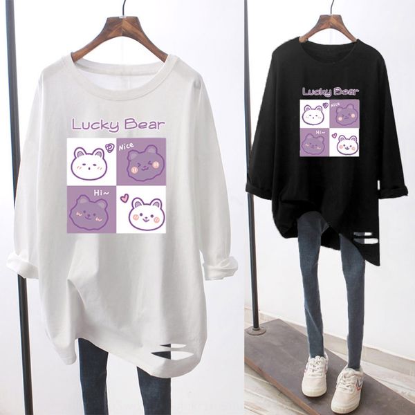 cartoon bears in early autumn women's fashion 2020 new casual large size coat t-shirt loose long sleeve t-shirt women brnal, White
cartoon bears in early autumn women's fashion 2020 new casual large size coat t-shirt loose long sleeve t-shirt women brnal, White