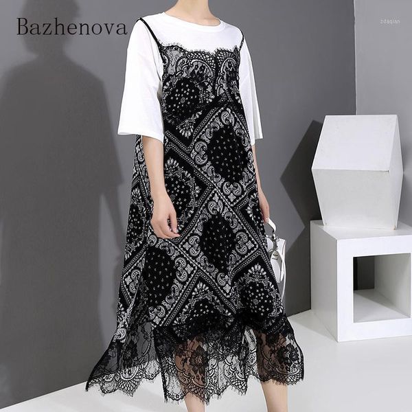 casual dresses bazhenova summer women fake two-piece lace dress woman boyfriend style patchwork short sleeve printing pencil girls r4961, Black;gray
casual dresses bazhenova summer women fake two-piece lace dress woman boyfriend style patchwork short sleeve printing pencil girls r4961, Black;gray