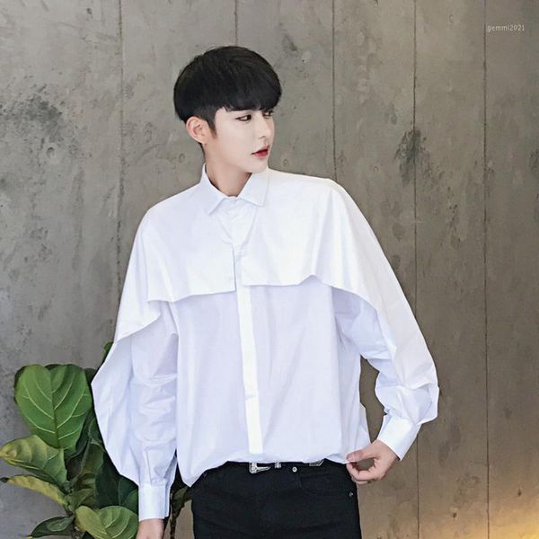 men's casual shirts double layer shirt men 2021 gothic long sleeve solid oversize loose camicia uomo bat sleeve1, White;black
men's casual shirts double layer shirt men 2021 gothic long sleeve solid oversize loose camicia uomo bat sleeve1, White;black