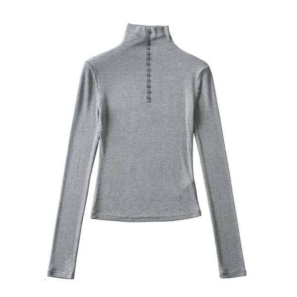 high spring and half autumn style collar breasted bottoming shirt women's long sleeve slim elastic t-shirt, Black;gray
high spring and half autumn style collar breasted bottoming shirt women's long sleeve slim elastic t-shirt, Black;gray
