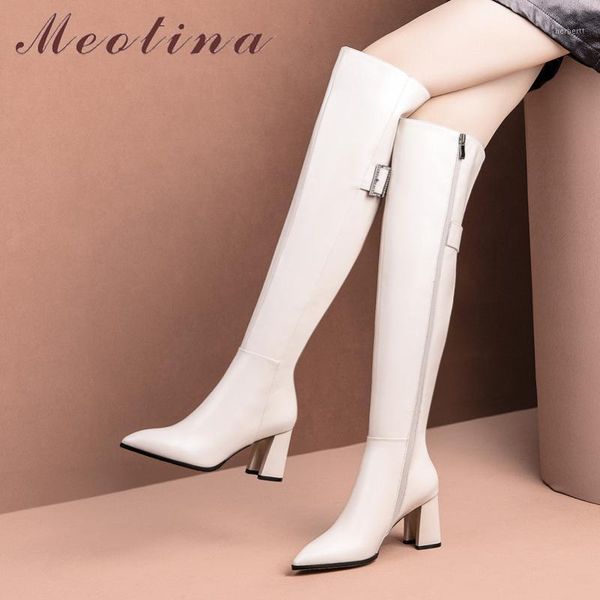 boots meotina winter thigh high women genuine leather thick heel over the knee buckle zip pointed toe shoes female 391, Black
boots meotina winter thigh high women genuine leather thick heel over the knee buckle zip pointed toe shoes female 391, Black