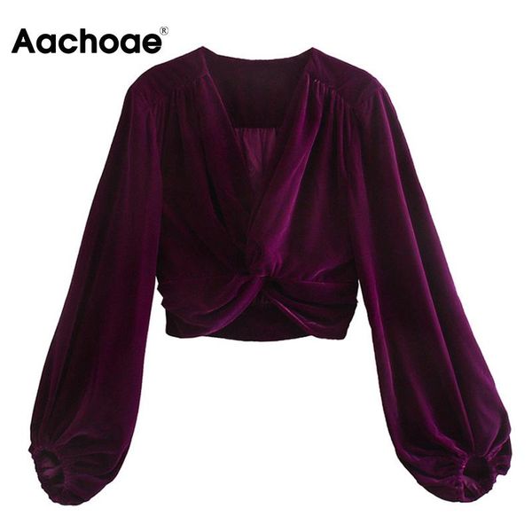 aachoae solid elegant lady cropped v neck front twist chic blouse women lantern long sleeve velour shirt female blusas, White
aachoae solid elegant lady cropped v neck front twist chic blouse women lantern long sleeve velour shirt female blusas, White