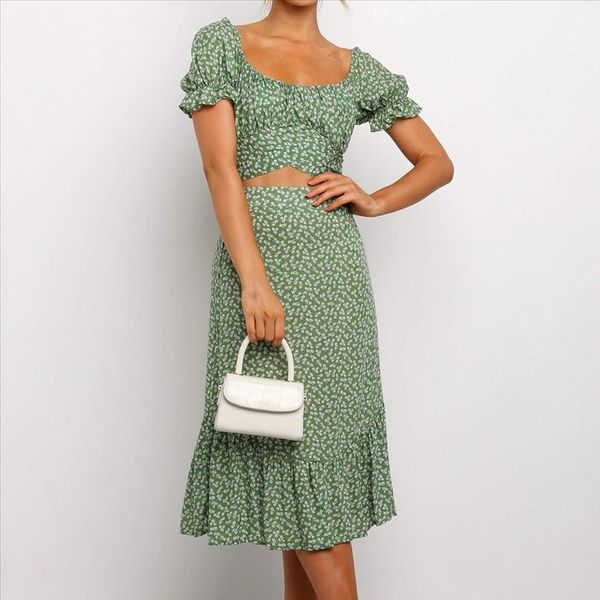 ruffled women two piece matching square collar set floral print crop midi skirt short sleeves festival party sets 5g3, Gray
ruffled women two piece matching square collar set floral print crop midi skirt short sleeves festival party sets 5g3, Gray