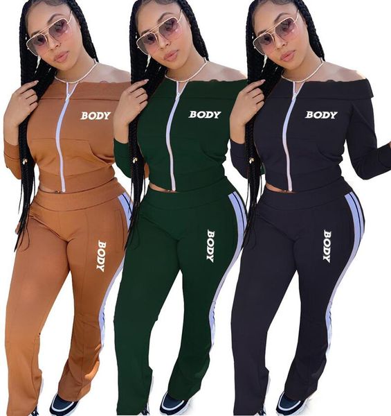 women designers clothes body letters off shoulder long sleeve zipper jacket pants embroidery two pieces outfits sports suits d102805, Gray
women designers clothes body letters off shoulder long sleeve zipper jacket pants embroidery two pieces outfits sports suits d102805, Gray