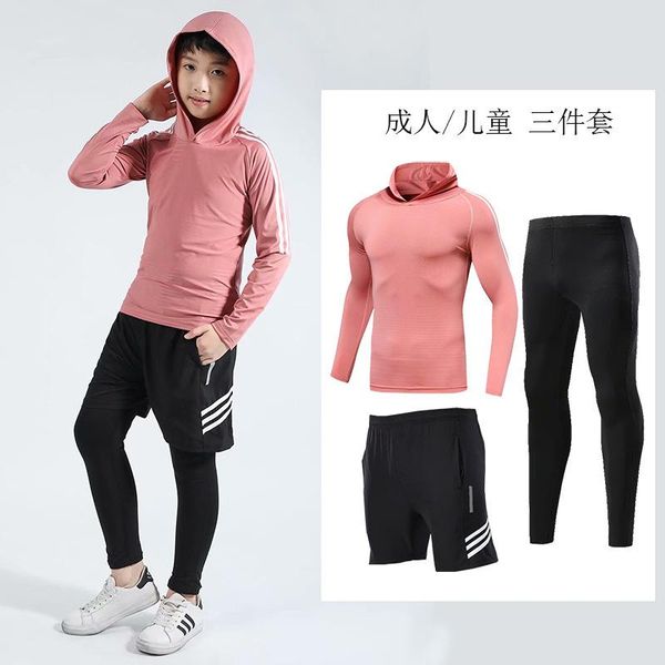 19 autumn and winter new style men and women children long sleeve fitness suit three-piece set wicking tights hooded running tra, White;red
19 autumn and winter new style men and women children long sleeve fitness suit three-piece set wicking tights hooded running tra, White;red