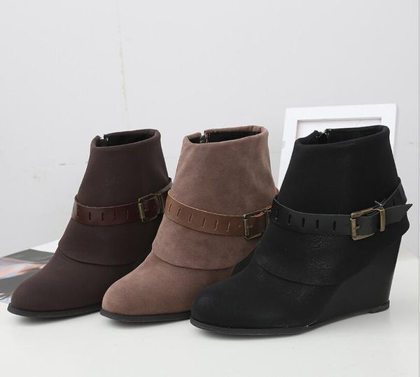 2020 autumn and winter new female boots wedge heel belt buckle zipper women's shoes factory direct sales..., Black
2020 autumn and winter new female boots wedge heel belt buckle zipper women's shoes factory direct sales..., Black