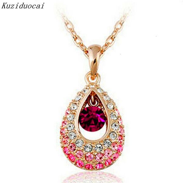 new fine jewelry fashion colors kuziduocai 4 dazzling gold color crystal angel teardrop necklaces & pendants for women n-94, Silver