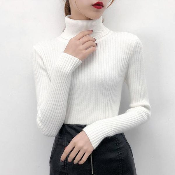 female turtleneck sweater base shirt 2020 autumn winter fashion pure color warm knitted pullover elegant slim-fit knitwear, White;black
female turtleneck sweater base shirt 2020 autumn winter fashion pure color warm knitted pullover elegant slim-fit knitwear, White;black