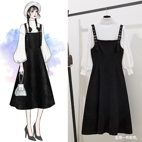 long women's suit strap skirt autumn and winter wind show thin add dress student reduce age sweater two college style, Black;gray
long women's suit strap skirt autumn and winter wind show thin add dress student reduce age sweater two college style, Black;gray