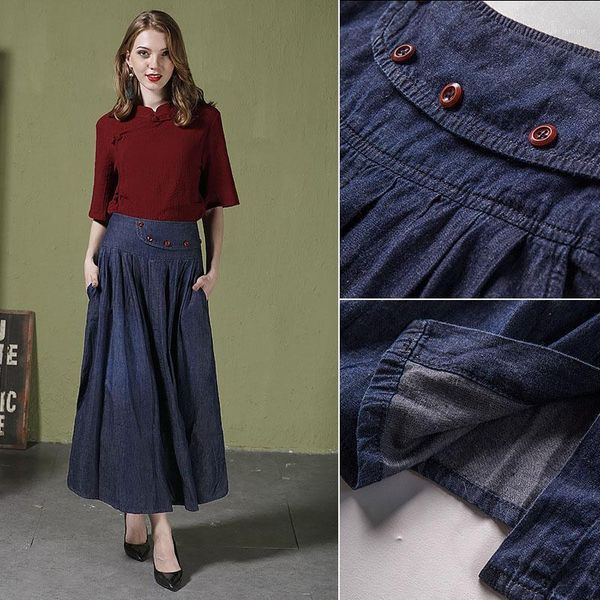 women's summer elastic waist large size thin denim skirt explosive collage/splicing cotton pleated maxi dress1, Black
women's summer elastic waist large size thin denim skirt explosive collage/splicing cotton pleated maxi dress1, Black