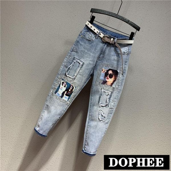 women's jeans fashion 2021 autumn blue trousers holes sticker drill high waist harem chic denim pants
women's jeans fashion 2021 autumn blue trousers holes sticker drill high waist harem chic denim pants