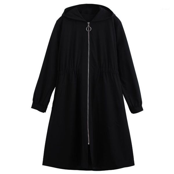 plus-sized women fat korean-style autumn hooded trench coat solid belly covering slim fit longer section large1, Tan;black
plus-sized women fat korean-style autumn hooded trench coat solid belly covering slim fit longer section large1, Tan;black