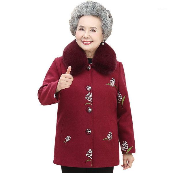 new winter woolen coat the elderly women's jackets korean grandma's clothes embroidery thick warm wool overcoat woman r6221, Black
new winter woolen coat the elderly women's jackets korean grandma's clothes embroidery thick warm wool overcoat woman r6221, Black