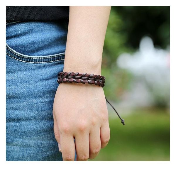 new black brown handmade design punk bangle fashion vintage genuine woven leather women bracelets men jewelry acc qylfhp, Golden;silver
new black brown handmade design punk bangle fashion vintage genuine woven leather women bracelets men jewelry acc qylfhp, Golden;silver