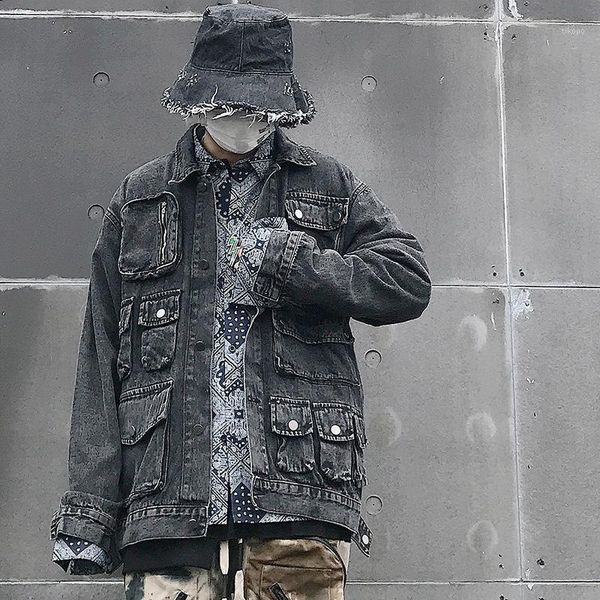 japanese vintage many pocket casual mens jean jacket function wind overalls fashion streetwear homme coat1, Black;brown
japanese vintage many pocket casual mens jean jacket function wind overalls fashion streetwear homme coat1, Black;brown