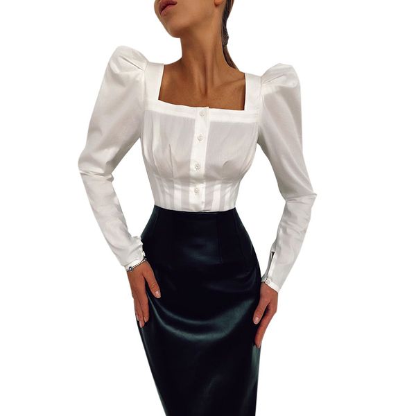 женская puff рукавом футболка scoop neck кнопка crop top ladies slim fit тис, White
женская puff рукавом футболка scoop neck кнопка crop top ladies slim fit тис, White