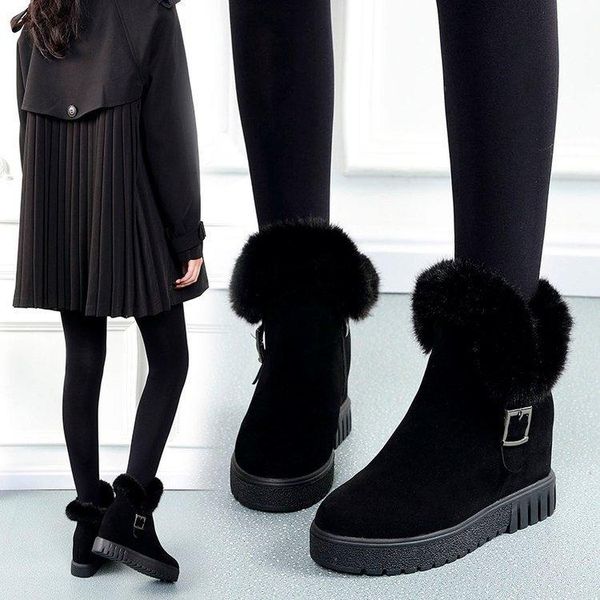 new winter fur snow boots short tube increase high wild plus velvet warm scrub mat boots women cottonshoes, Black
new winter fur snow boots short tube increase high wild plus velvet warm scrub mat boots women cottonshoes, Black