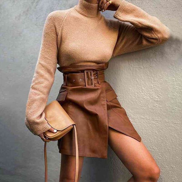 leather high waist womens skirt pu split irregular with belt female skirts autumn spring streetwear fashion lady bottom, Black
leather high waist womens skirt pu split irregular with belt female skirts autumn spring streetwear fashion lady bottom, Black