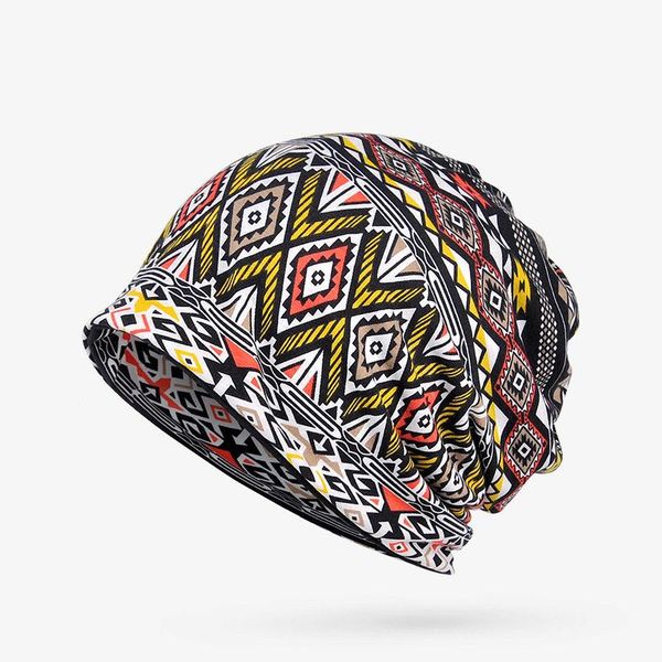 european standing bag neck hat dual-use hip-hop muslim women toe cap cotton outdoor riding geometric pattern fashion cap, Blue;gray