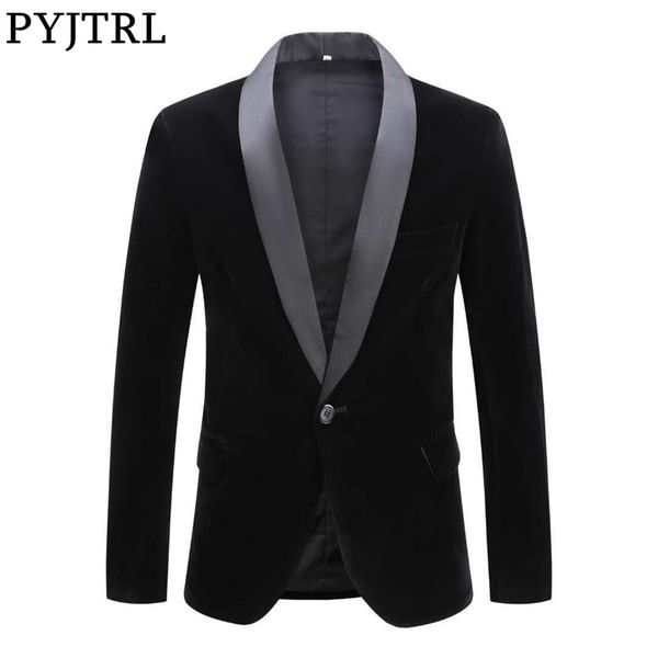 pyjtrl male plus size classic black shawl lapel velvet blazer men fashion casual wedding groom slim suit jacket singers costume 201027, White;black
pyjtrl male plus size classic black shawl lapel velvet blazer men fashion casual wedding groom slim suit jacket singers costume 201027, White;black