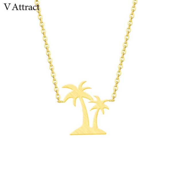 v attract beach double palm tree necklace women men jewelry stainless steel ketting vacation choker friends collier femme, Silver
v attract beach double palm tree necklace women men jewelry stainless steel ketting vacation choker friends collier femme, Silver